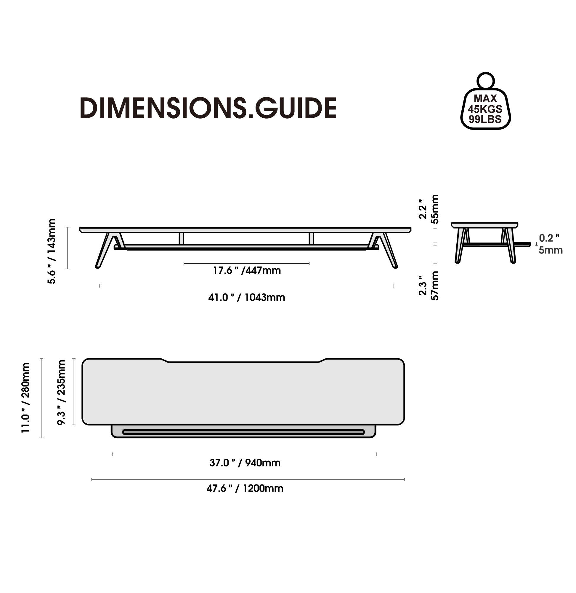 Rodin A222 Monitorständer – Extra Wide